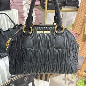Miu Miu Black Quilted Leather Two Way Bag